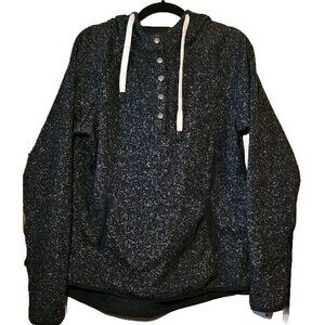 Thread & Supply Women’s Quarter Button Up Black/Gray Pockets Hoodie - XLarge